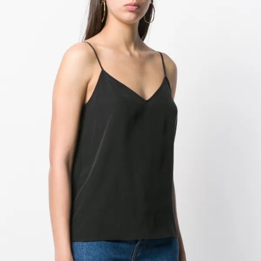 Equipment Layla Silk Camisole Top - 100% Silk Black Cami Tank